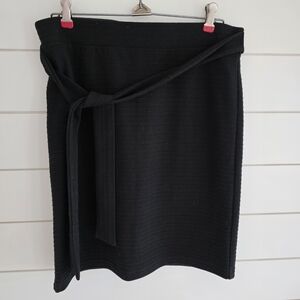 LOFT Black Textured Ribbed Tie-Waist Pencil Skirt - MP Petites